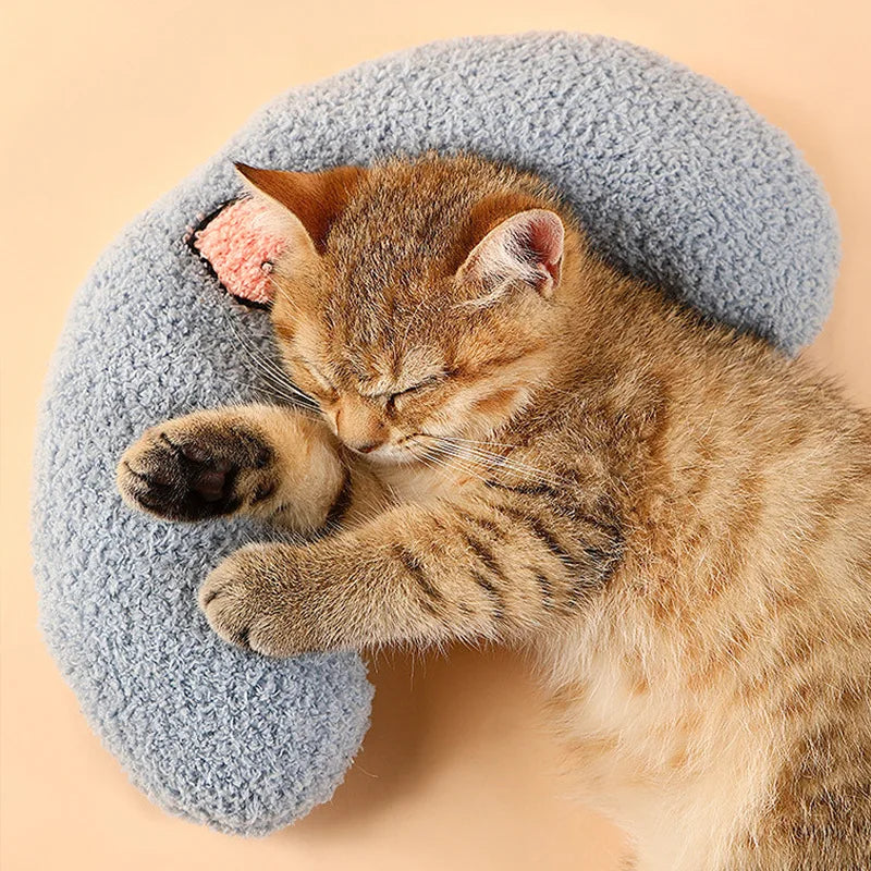 Cat Small Pillow Super Soft Half Donut Pet Calming Toy Joint