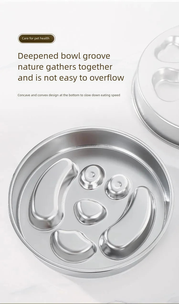 Stainless Steel Slow Feeder Bowl, Non-Slip Pet Food Bowl
