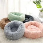 Soft Pet Cat Bed Pad Plush Warm Faux Fur Dog Calm Bed Donut Round