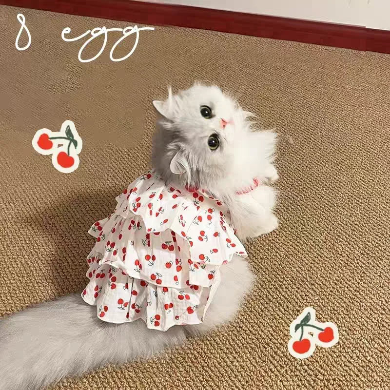 Pet Dress for Dogs & Cats - Layered Cake Style Printed Clothes
