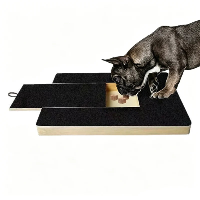 Wooden Dog Cat Nail Scratch Board with Built in Treat Box PUll Out
