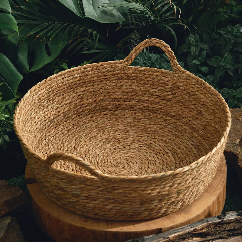Ouzey Rattan Weaving Basket For Cat Comfortable Sleeping Pet Dog