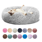 Round Pet Bed for Large Dog Bed Donut Long Plush Cat Bed for