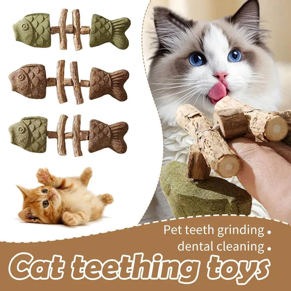 Funny Fish Bone Cat Toys Cat Teeth Cleaning Toy with Catnip &