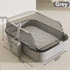 Cat Litter Box Kitty Sandbox Semi-Enclosed High Side Splashproof