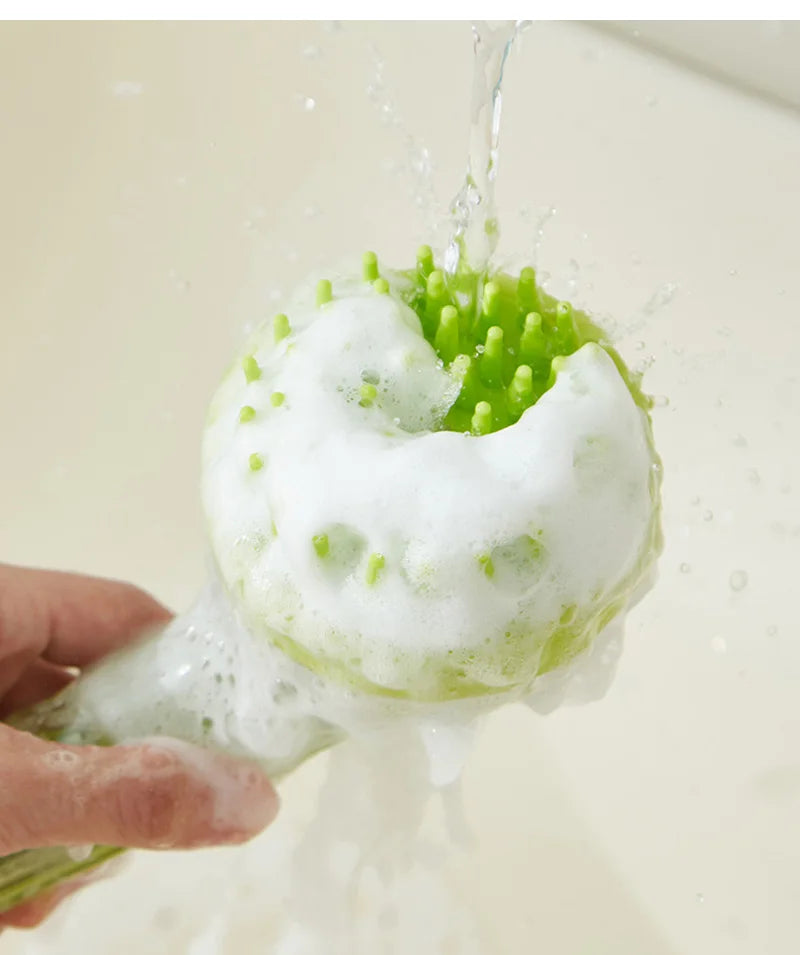Long Handle Dog Cleaning Brush Soft Silicone Pet Bathing Brush Pet