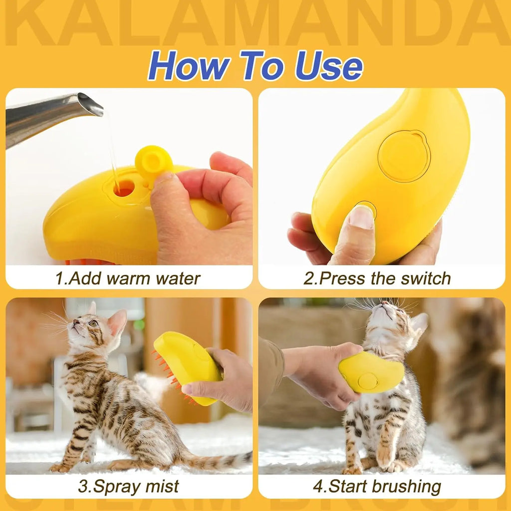 Cat Steam Brush 3 in 1 Dog Steamy Brush Cleanser Silicone Massage