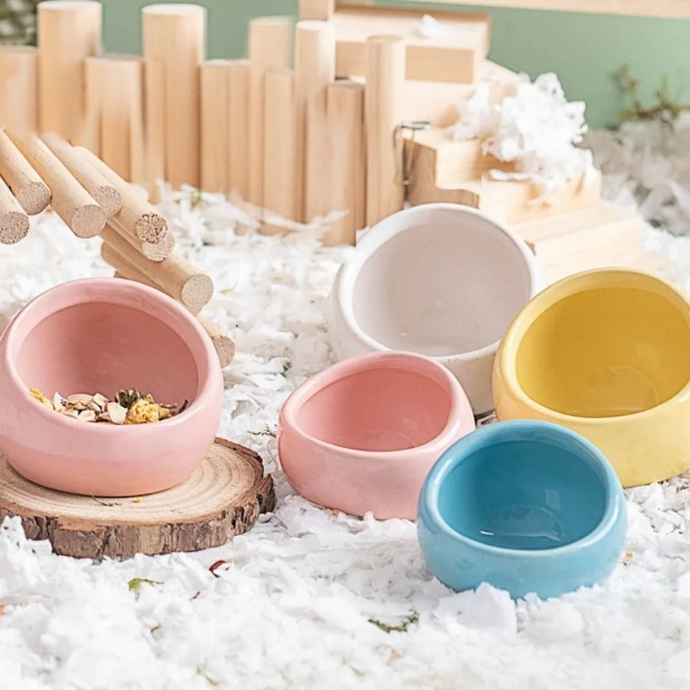 Ceramic Hamster Food Bowl Anti-Rollover Non-Slip Pet Feeding Bowl