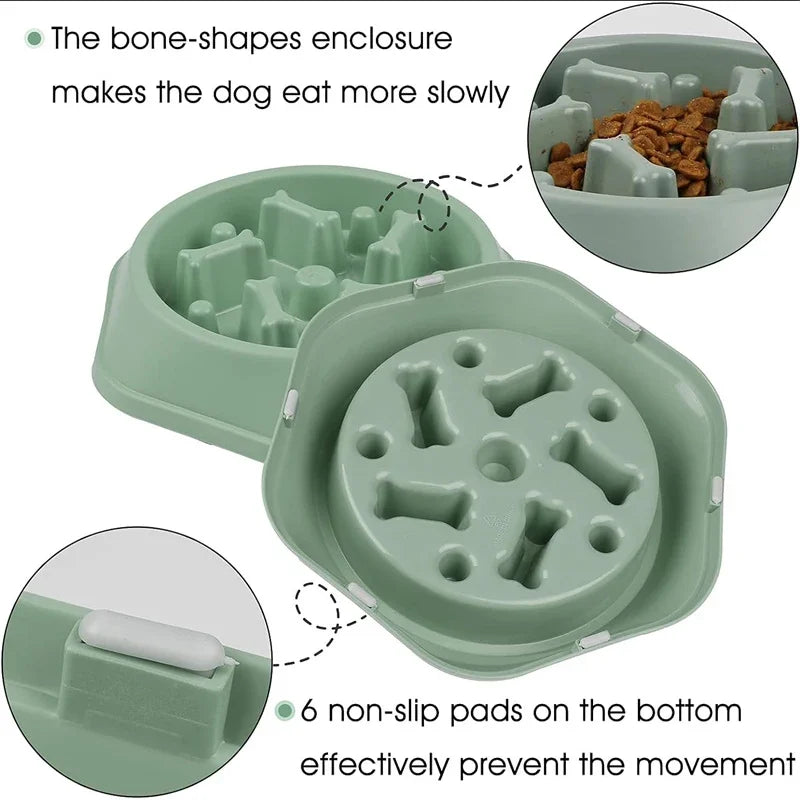 Slow Feeder Dog Bowl Anti-Choking PUppy Food Bowl Anti-Slip Pet