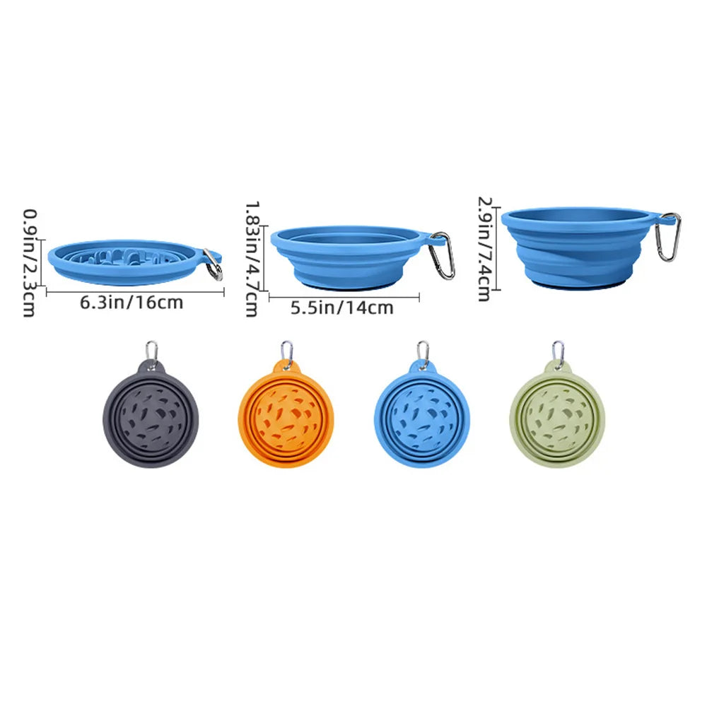 Collapsible Pet Bowl Outdoor Portable: Silicone Slow Feeder Bowl