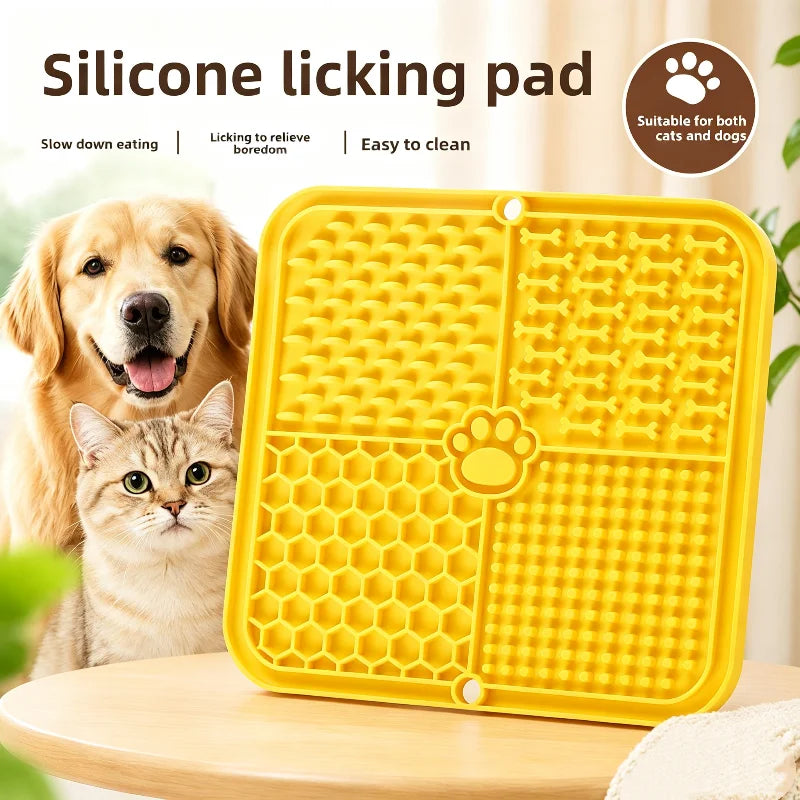 Pet Slow Feeder Licking Mat Food Grade Silicone Strong Suction Cup