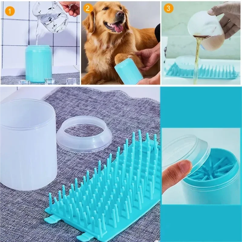 Dog Paw Cleaner Cup Soft Silicone Combs Portable Outdoor Pet Foot