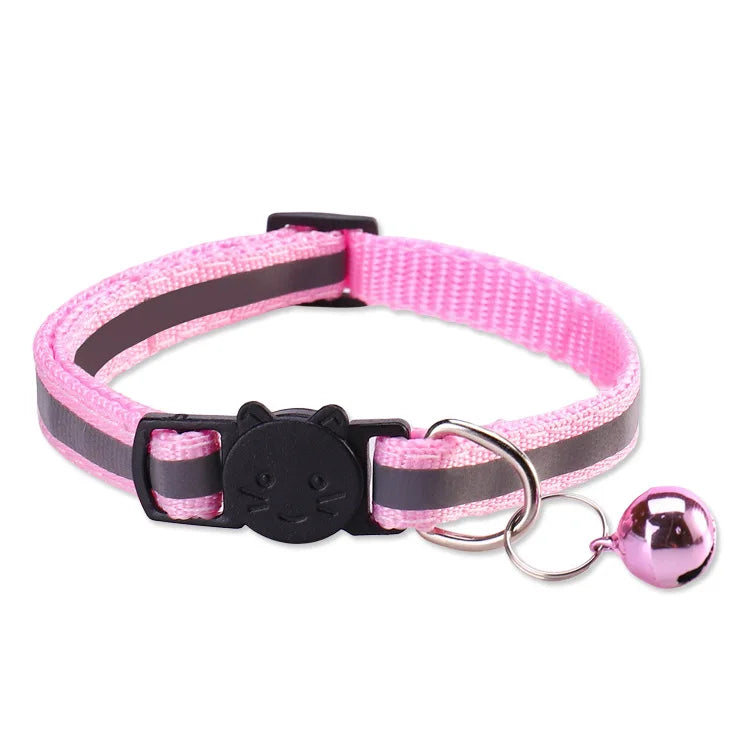 Reflective Pet Collar with Bell Adjustable Nylon Dog Cat Collar