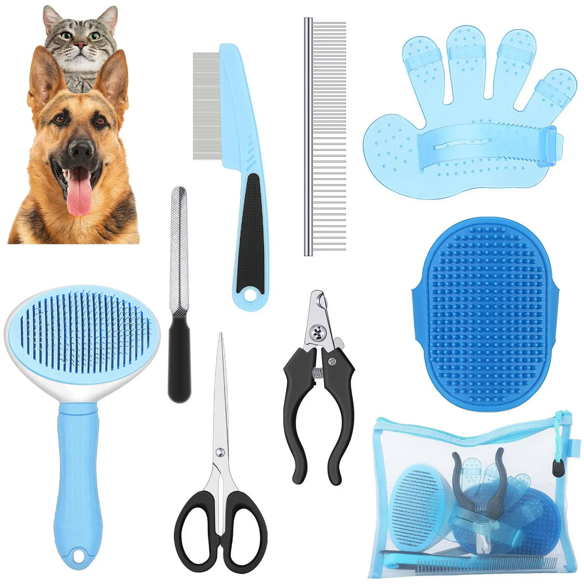 Combo Set Cat Brush Beauty Kit with Pet Nail Clippers and Files