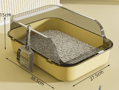 P Semi-Enclosed Cat Litter Box Splashproof Kitten Toilet Tray Pet