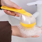 Pet Bath Brush Soft Silicone Long Handle with Shampoo Dispenser
