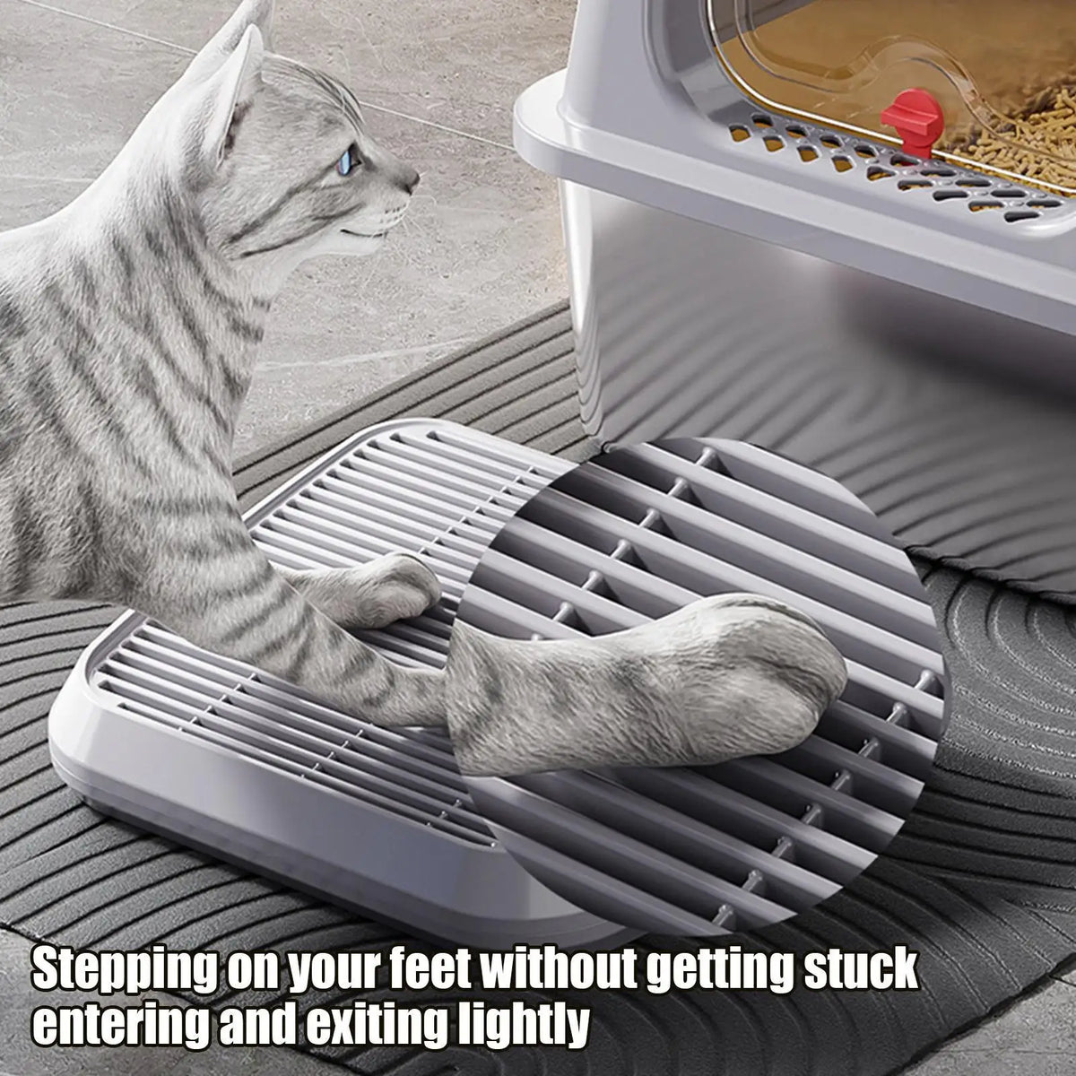 Litter Catcher Litter Trap Mat Cat Ramp Double Layer Elevated Tray