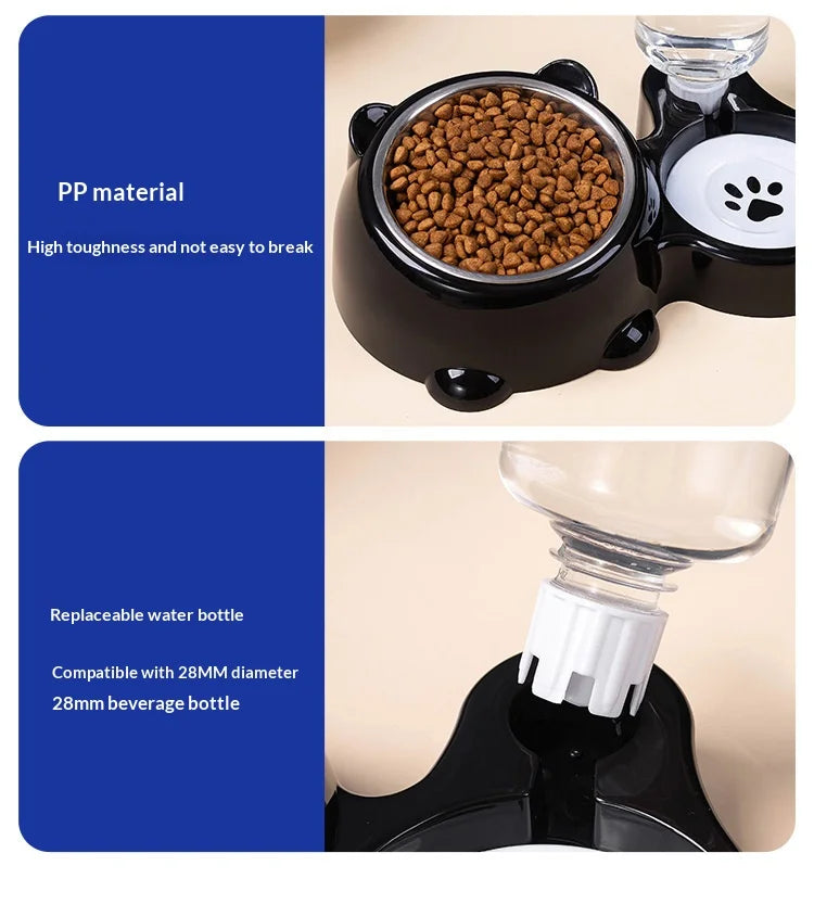 Pet Bowl 2-in-1 Auto Water Feeder, Tilted Elevated Cat Dog Bowl