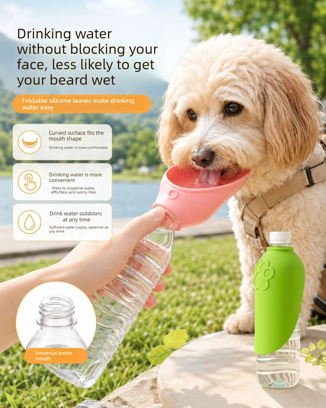 Portable Pet Outdoor Drinking Water Cup Dog Silicone Foldable Leaf
