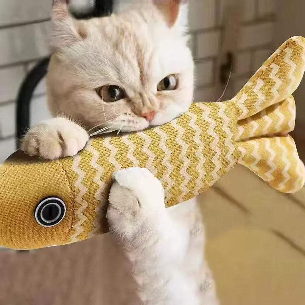 Pet Toys Cat Chew Toys Linen Fish Pillow Chew Training Toy