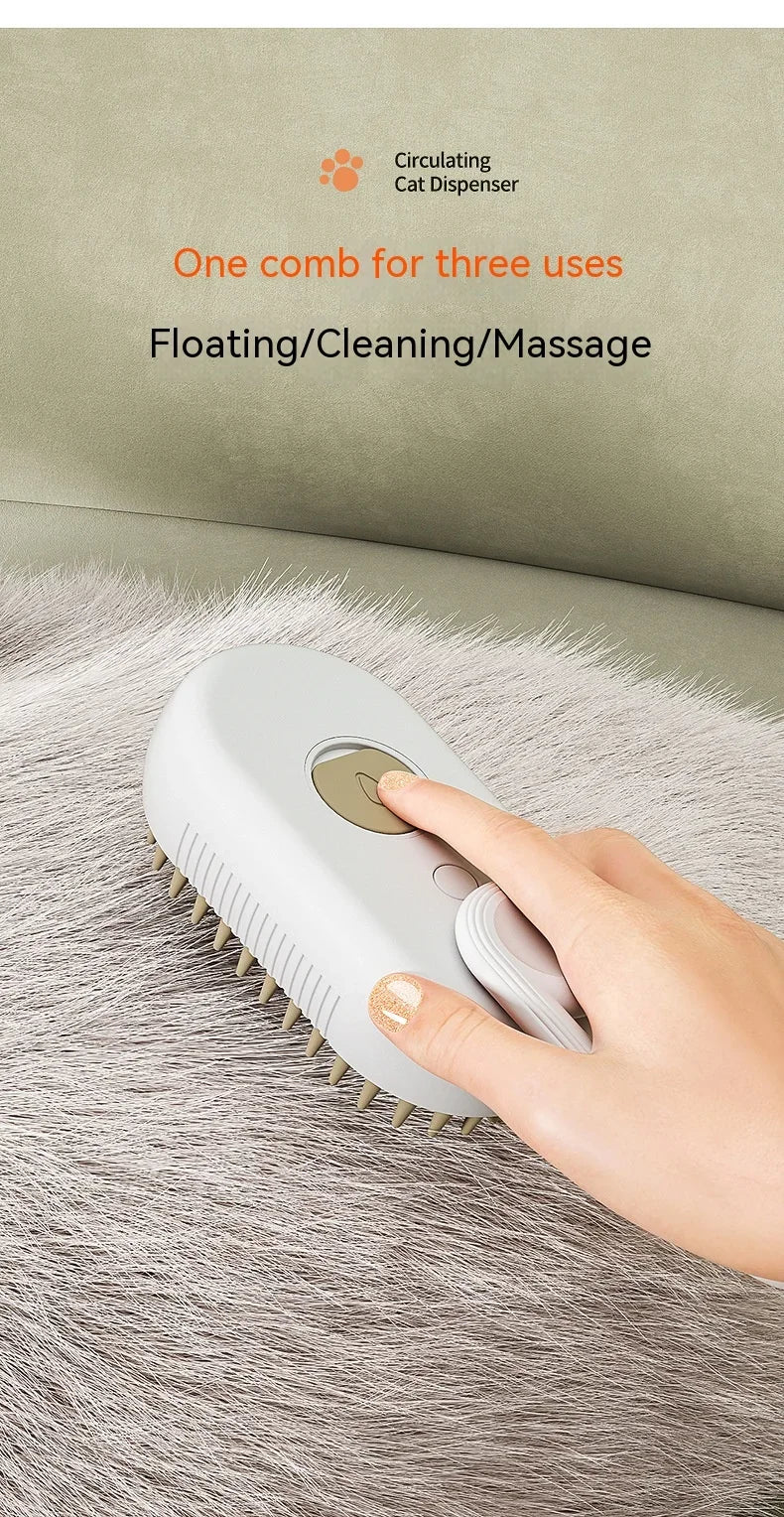 3 in 1 Pet Electric Steam Brush Cat and Dog Cleaning Spray Massage