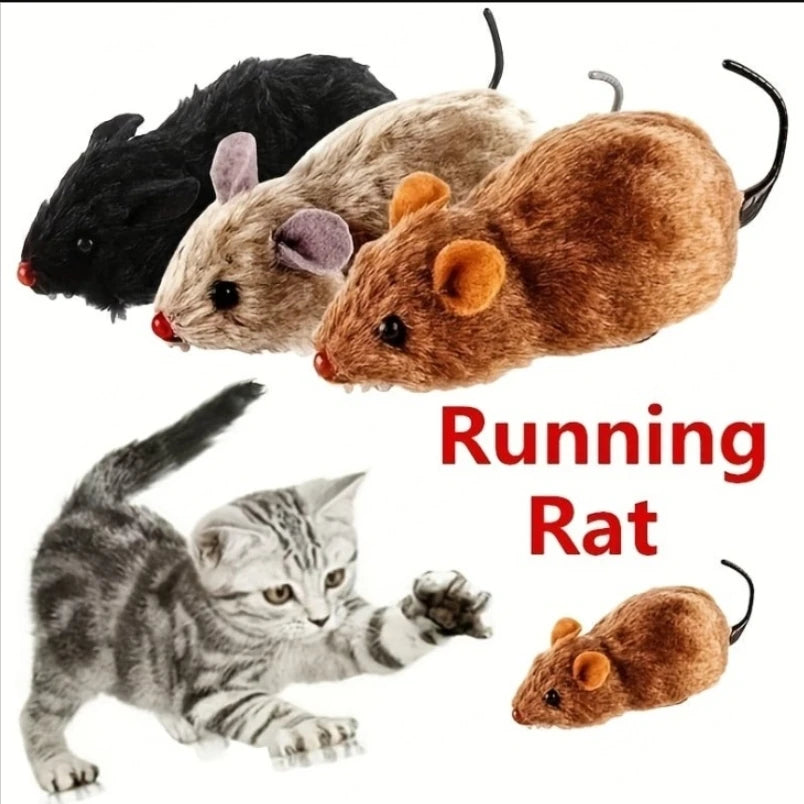 Lifelike Plush Running Mouse Toy for Cats
