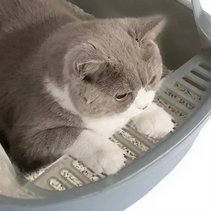 Cat Litter Box Kitty Sandbox Semi-Enclosed High Side Splashproof