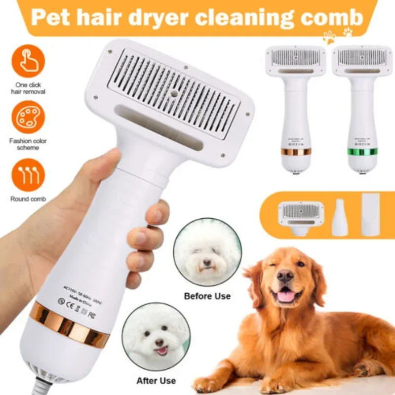 2-in-1 Pet Dog Dryer Quiet Dog Hair Dryers and Comb Brush Grooming