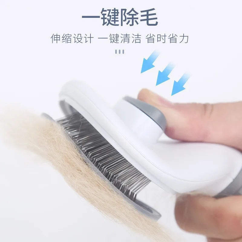 Self-Cleaning Pet Slicker Brush One-Click Cat Dog Hair Remover