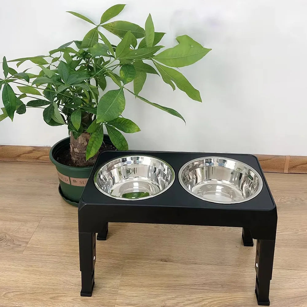 Elevated Dog Feeder Bowls Adjustable Raised Stand with Double