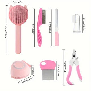 Combo Set Cat Brush Beauty Kit with Pet Nail Clippers and Files