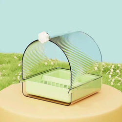 Transparent Bird Bath Cage Splash Proof Food Holder Box Bird