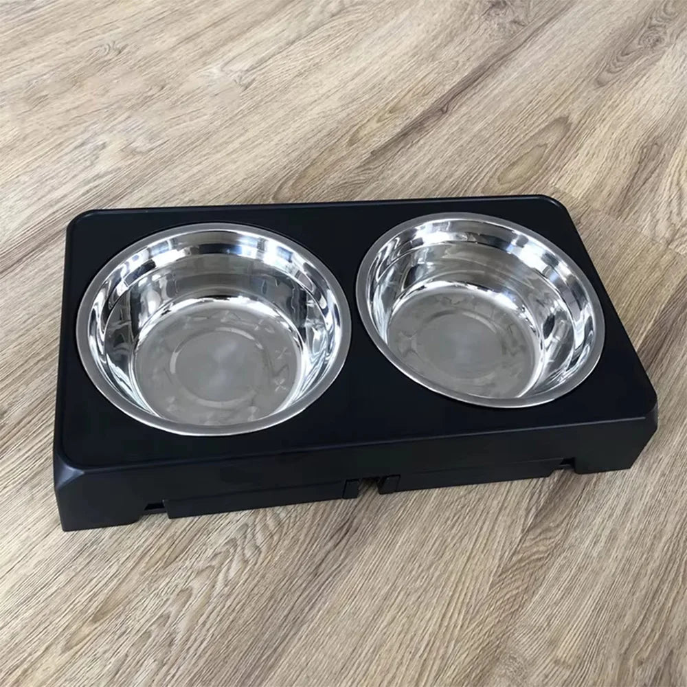 Elevated Dog Feeder Bowls Adjustable Raised Stand with Double