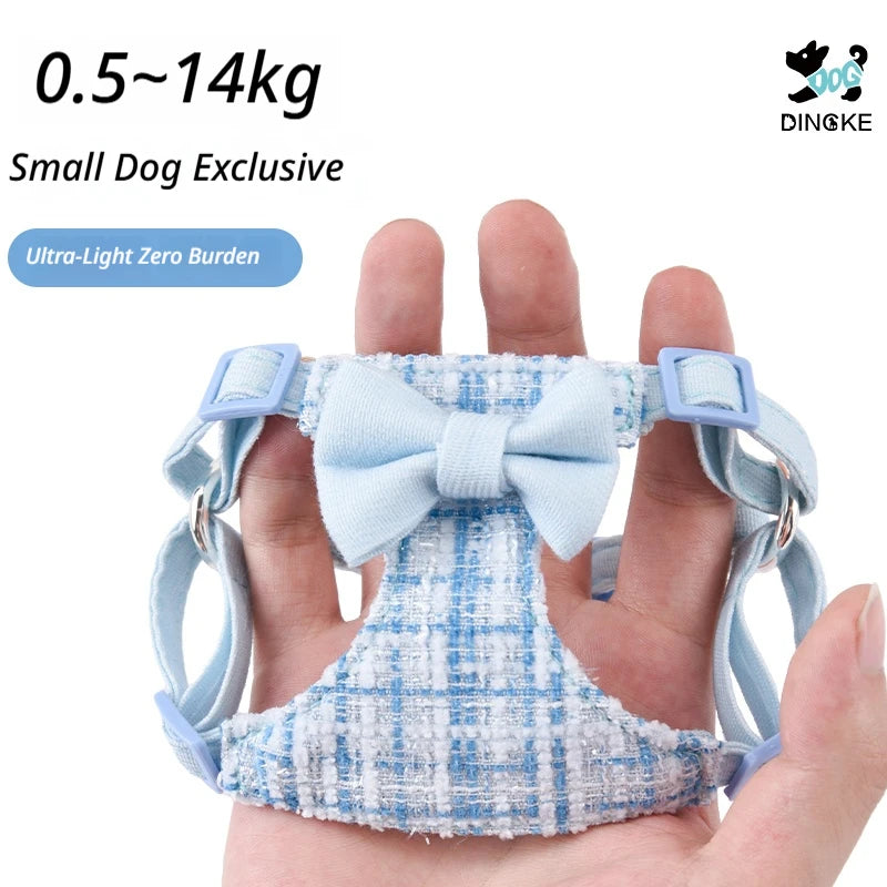 Bow Pet Chest Harness Leash 2-Piece Set, Comfortable Breathable