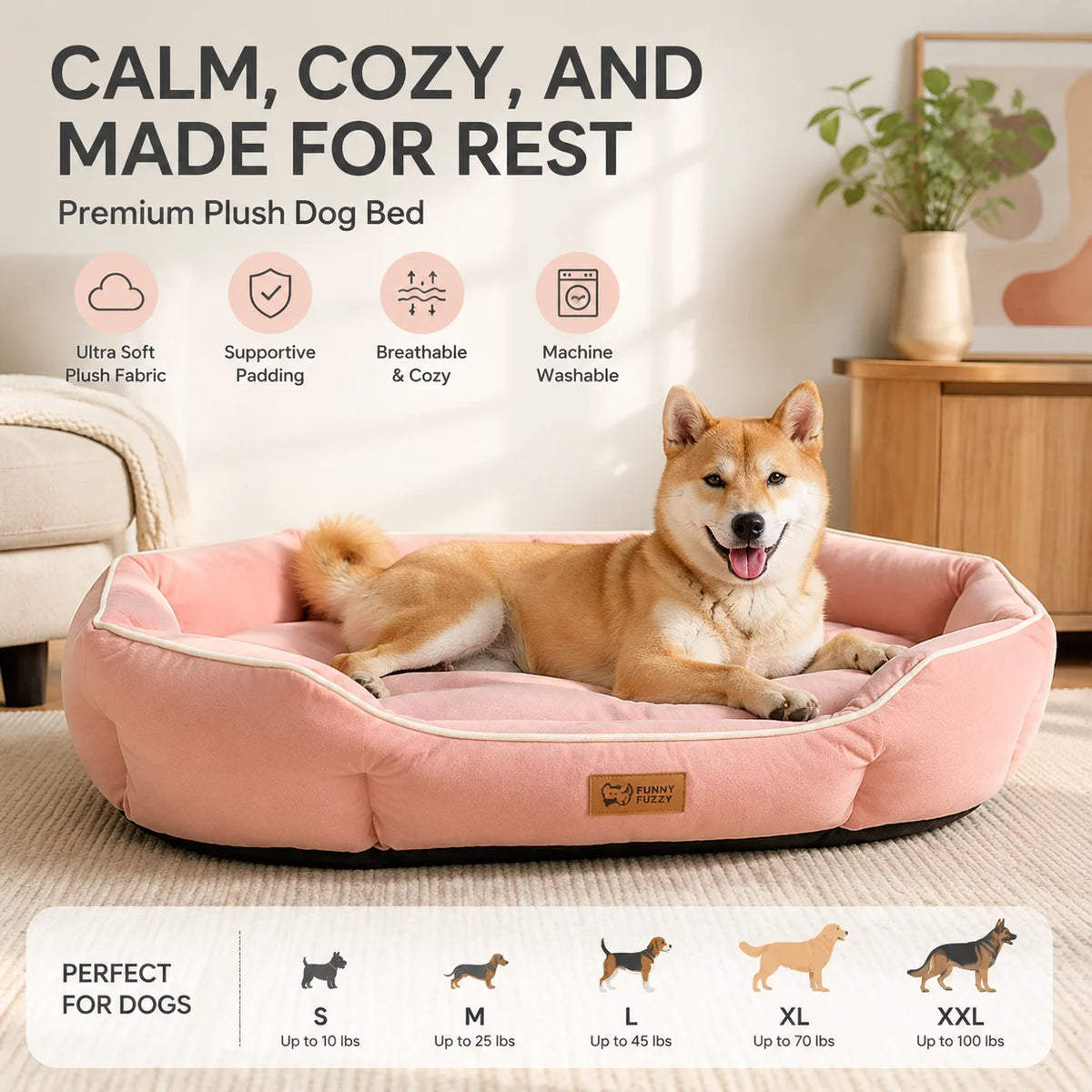 Dog Bed Orthopedic Plush Calming Sofa Pet Bed Donut Nest Soft