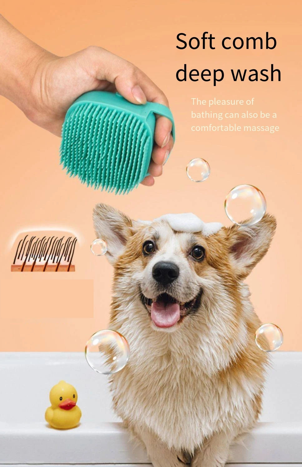 Pet Bathing Brush Soft Silicone Massager Shower Gel Bathing Brush