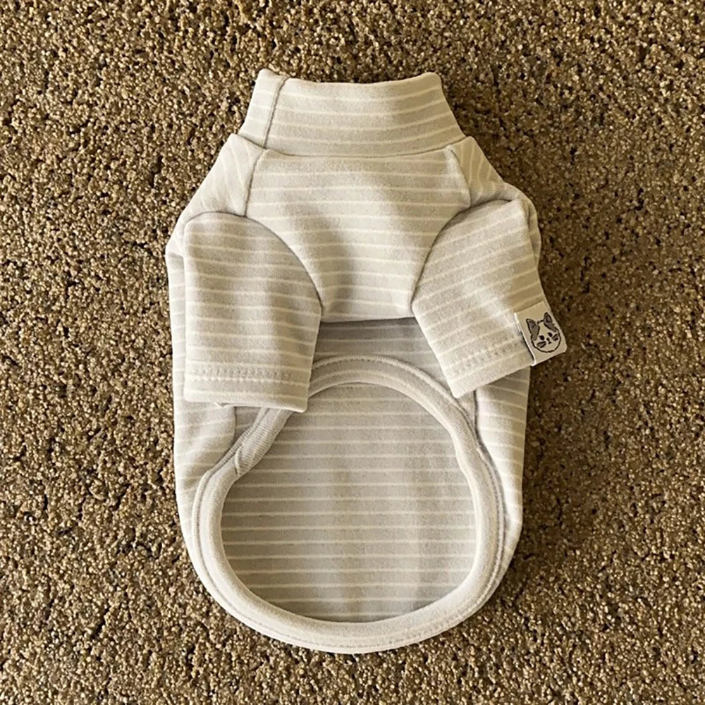 Pet Bottoming Shirt Teddy Beige Striped Vest Bichon Frise Winter