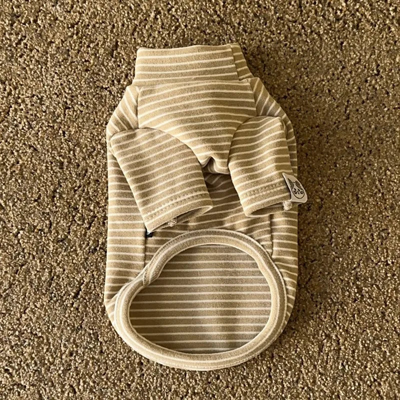 Pet Bottoming Shirt Teddy Beige Striped Vest Bichon Frise Winter