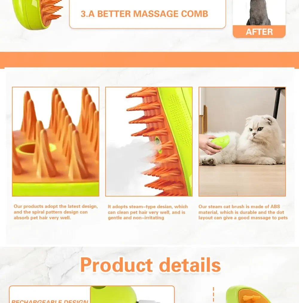 Cat Dog Steamy Brush Steam Brush Electric Sprayer for Massage Pet