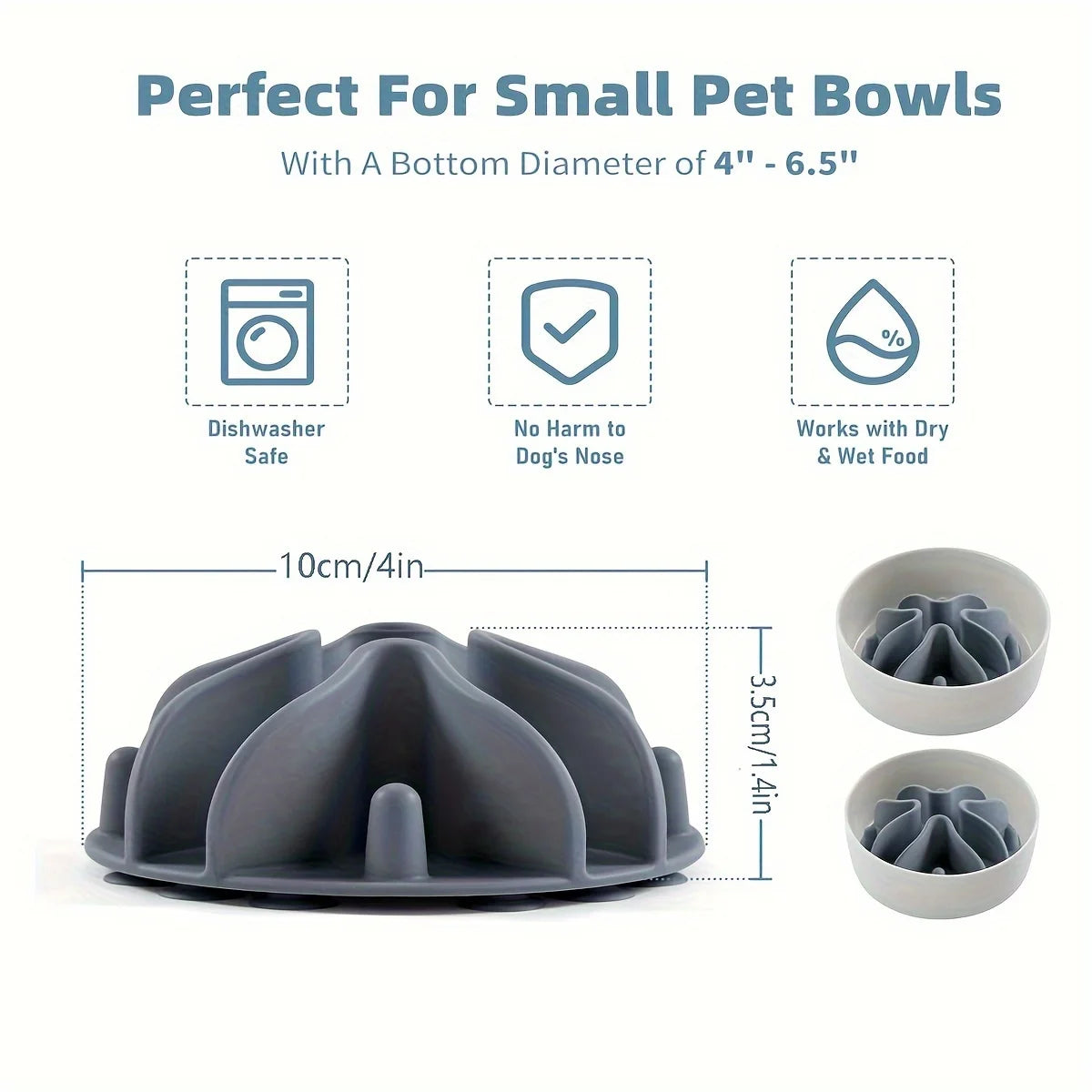 Soft Silicone Slow Feeder PUzzle Dog Bowl Insert-Stimulates Mind &