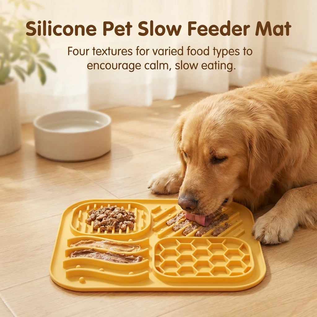 Pet Silicone Slow Feeder Licking Mat Dog Anti_Choke Suction Food