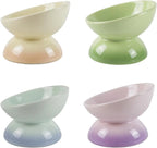 Ceramic Elevated Cat Bowls Tilted Cat Food Bowl Dish Pet Feeder