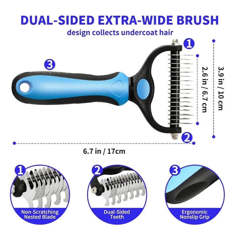 Pet Deshedding Brush Cat Comb Self Cleaning Hair Remover Grooming