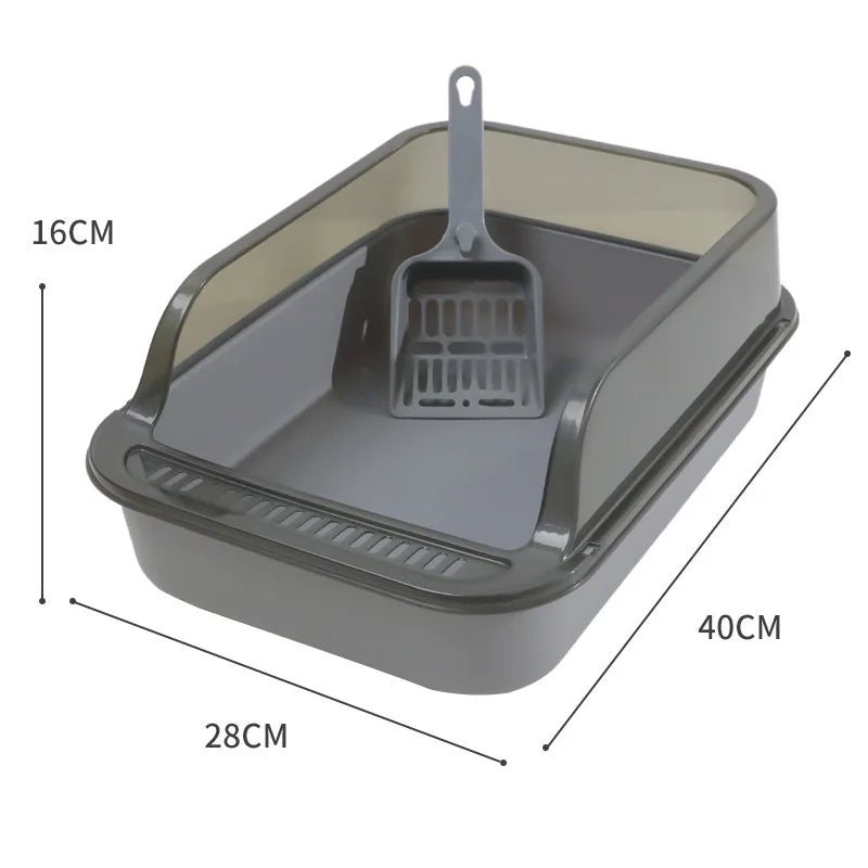 Cat Litter Box Kitty Sandbox Semi-Enclosed High Side Splashproof