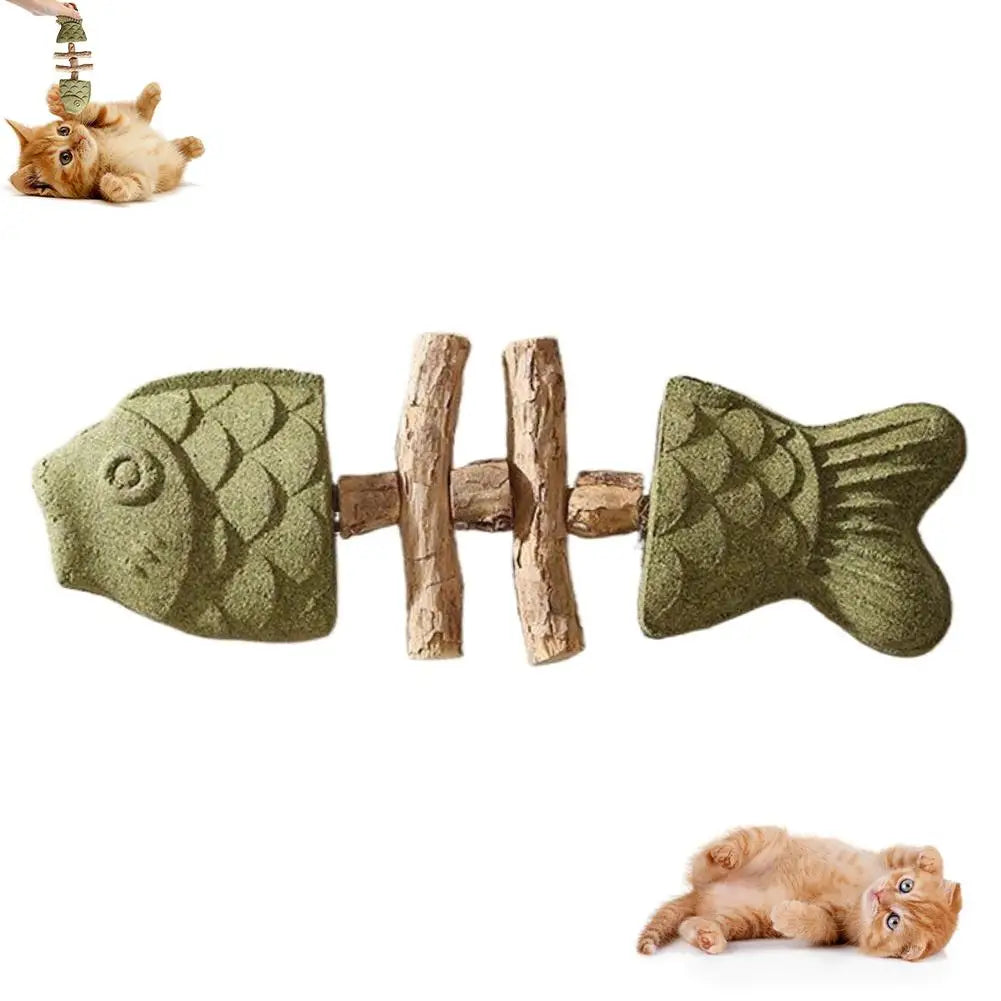 Funny Fish Bone Cat Toys Cat Teeth Cleaning Toy with Catnip &