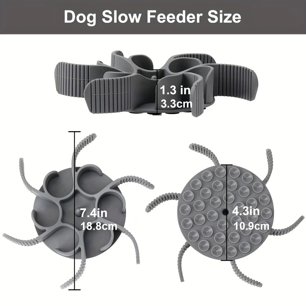 Pet Feeder Plugin Powerful Suction Cup Slow Food Anti Choking Bowl