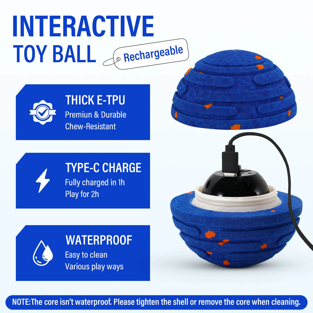Smart Interactive Dog Toy, Indestructible E-Tpu Toy Ball For