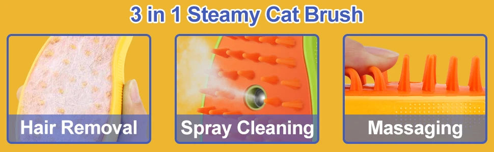 Cat Steam Brush 3 in 1 Dog Steamy Brush Cleanser Silicone Massage