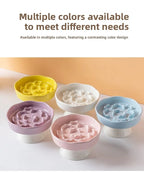 Ceramic Slow-Feeding Bowl High-Leg Cat Bowl with Neck Protection