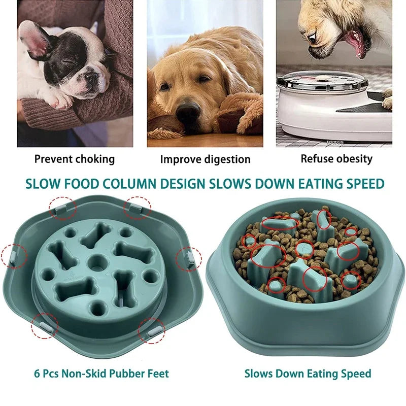 Slow Feeder Dog Bowl Anti-Choking PUppy Food Bowl Anti-Slip Pet